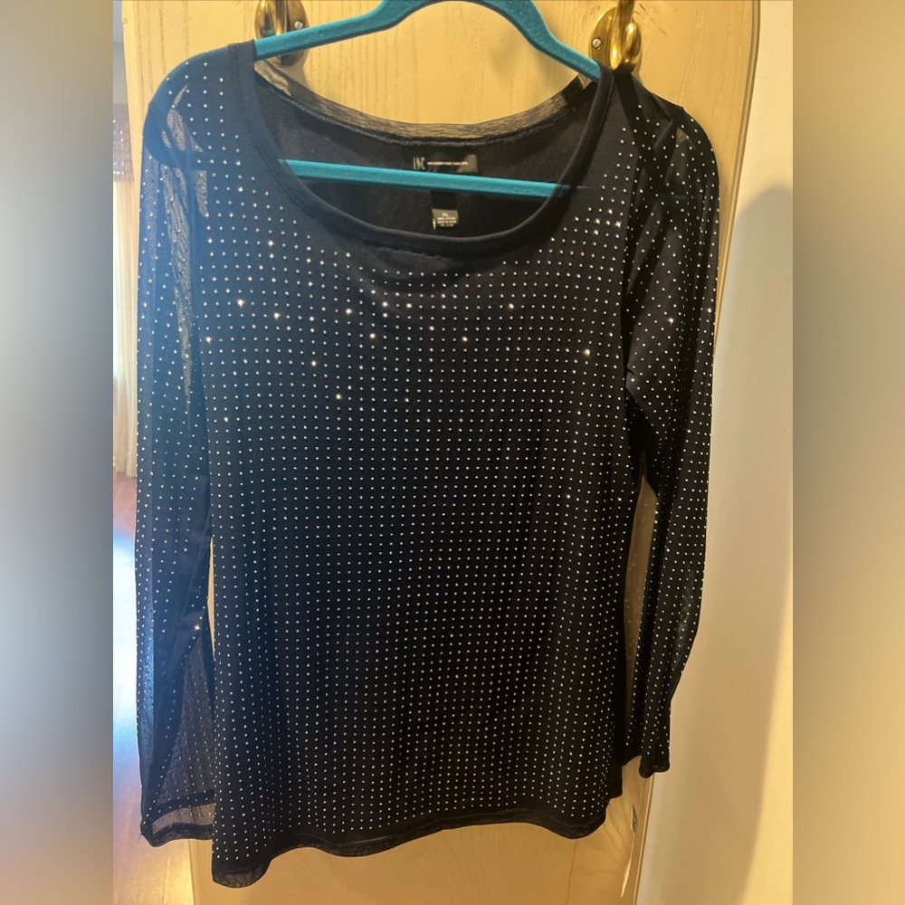 NEW WITH TAGS. INC. RHINESTONE BLOUSE.